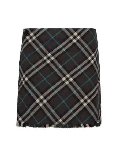 Mała mały spódnica skórzana Burberry w kratkę szara
