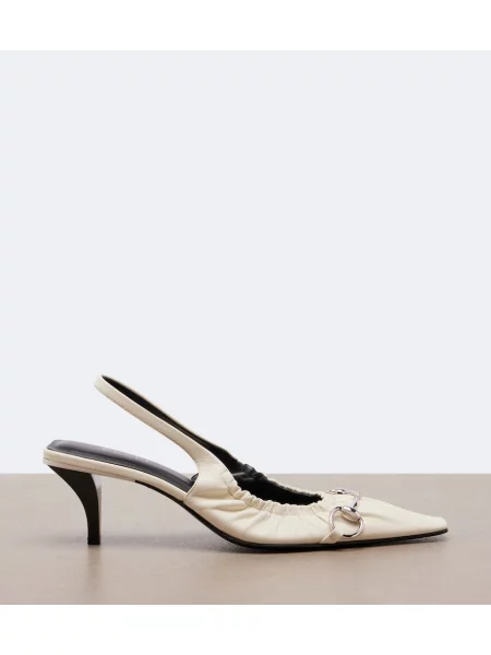 Pantofi cu toc Gucci din piele slingback alb