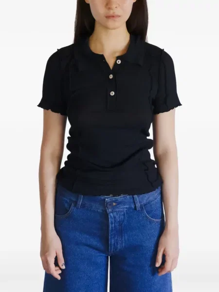 Tricou polo Baserange tricotate negru