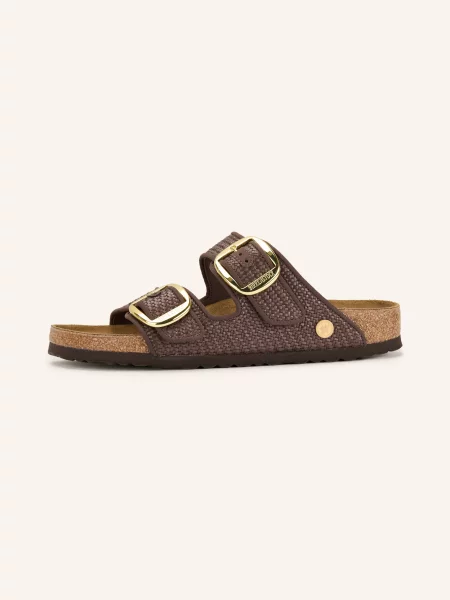 Birkenstock Pantofle Arizona Big Buckle Raffia / tmavě hnědá