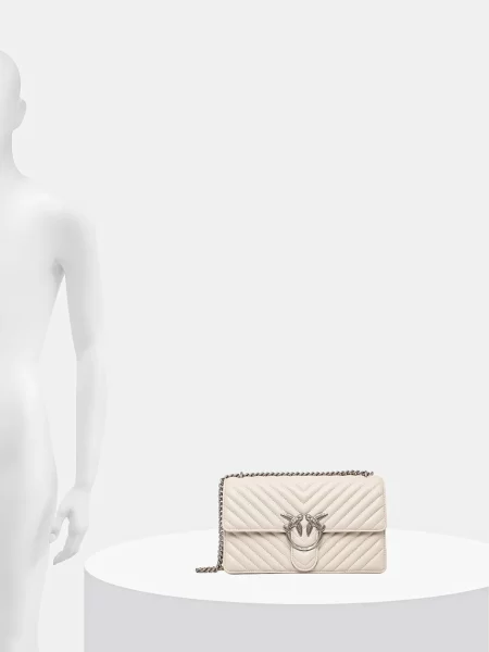 Pinko чанта crossbody дамска от кожа бежово