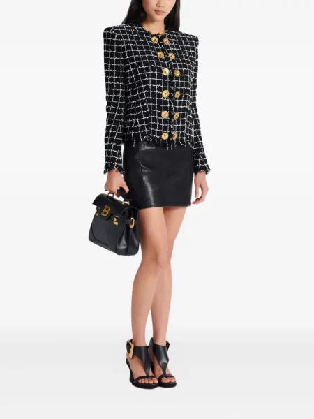 Geacă Balmain din tweed negru