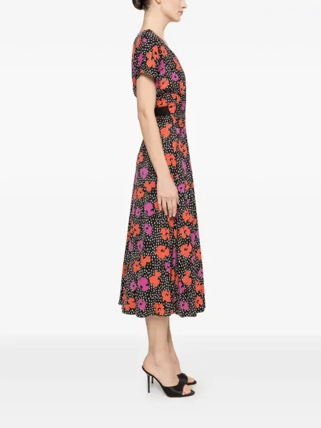 Rochie midi Nissa cu model floral cu imagine negru