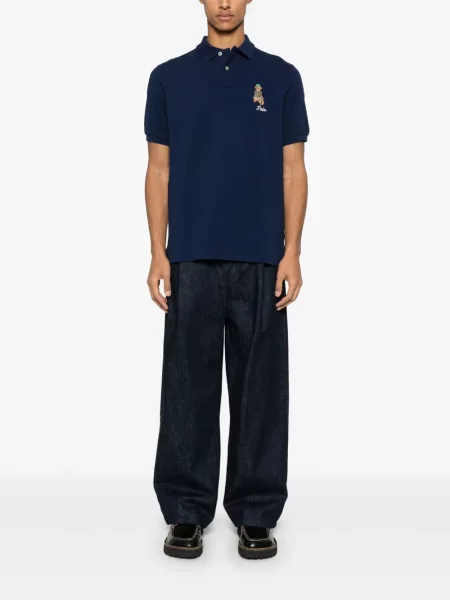Siuvinėtas iš natūralios odos marškinėliai Polo Ralph Lauren apkarpytas žalia