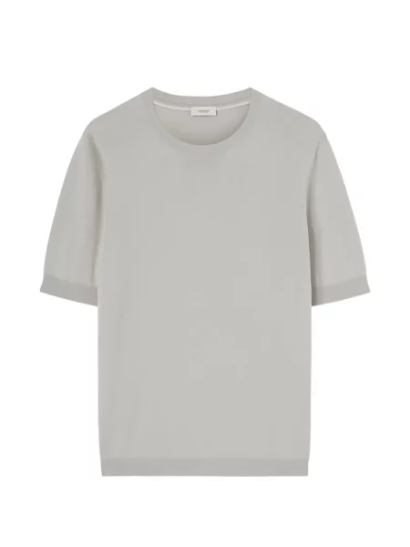 Плетена тениска Agnona с кръгло деколте сиво