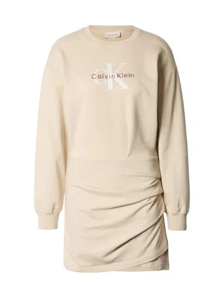 Calvin Klein Jeans Obleka ecru / rdeča bela