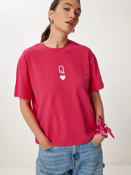 Happiness İstanbul Tricou roz închis alb