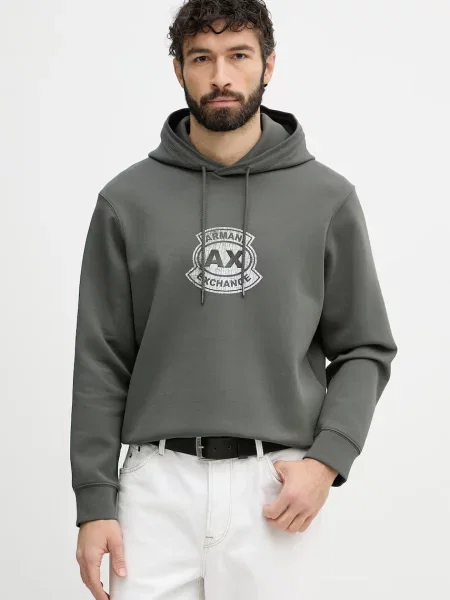 Armani Exchange mikina s kapucí zelená