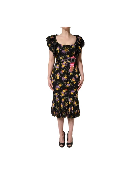 Jedwabna sukienka midi Dolce And Gabbana