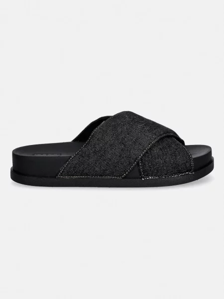 Tommy Jeans klapki TJW COMFORT SLIDES WASHED DENIM granatowe