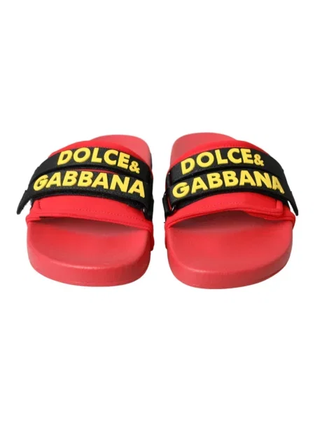 Klapki Dolce And Gabbana skórzane czerwone