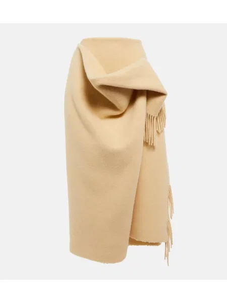 Fusta maxi The Row de lână drapată bej