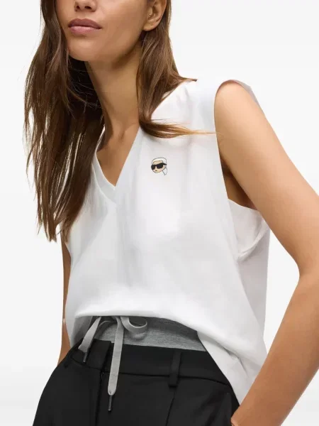 Top Karl Lagerfeld s V-izrezom bijela