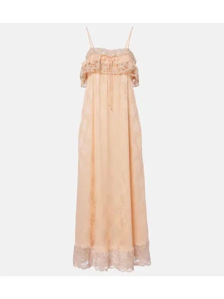 Rochie midi Chloé de mătase roz