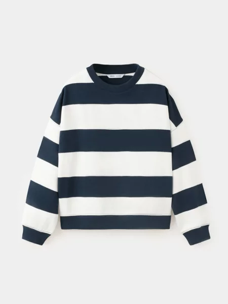 Bluza w paski boxy fit Dzieci lata MANGO KIDS granatowy