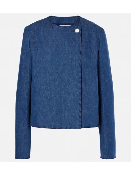 Lniana kurtka Gabriela Hearst niebieska