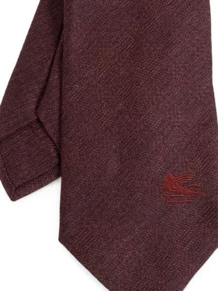 Cravată Etro cu broderie de mătase roșu