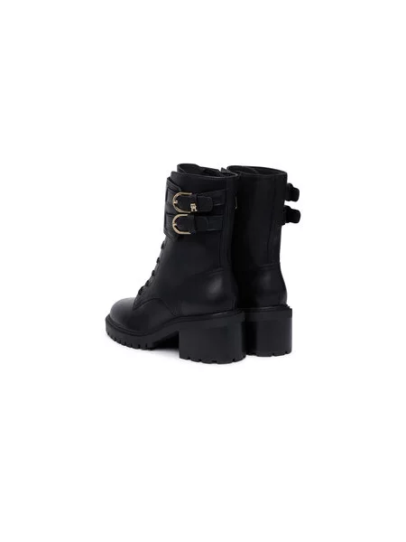 Tommy Hilfiger Bakancs Block Heel Buckled Lace-Up Boot fekete