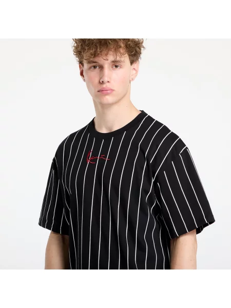 Тениска Karl Kani Small Signature Pinstripe Tee Black/ White M бяло