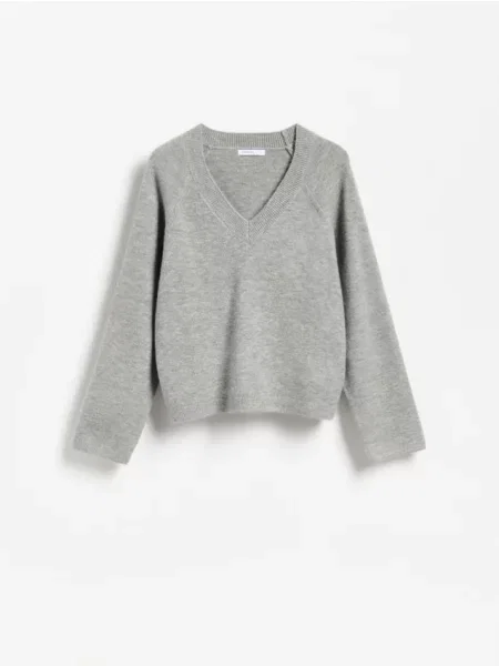 Reserved Pulover cu mâneci raglan gri-neutru gri