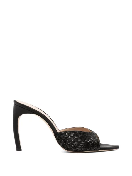 Σατέν mules Victoria Beckham περιδέραιο μαύρο