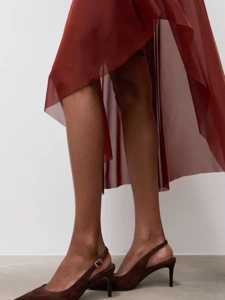 Answear.LAB pantofi cu stiletto din piele întoarsă maro