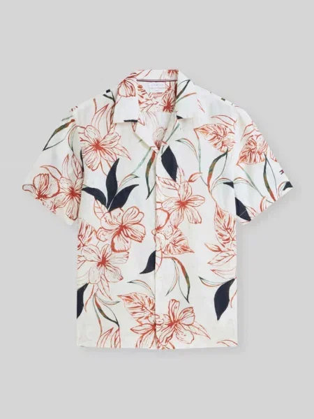Koszula casualowa o kroju relaxed fit z czystego lnu Tommy Hilfiger biała