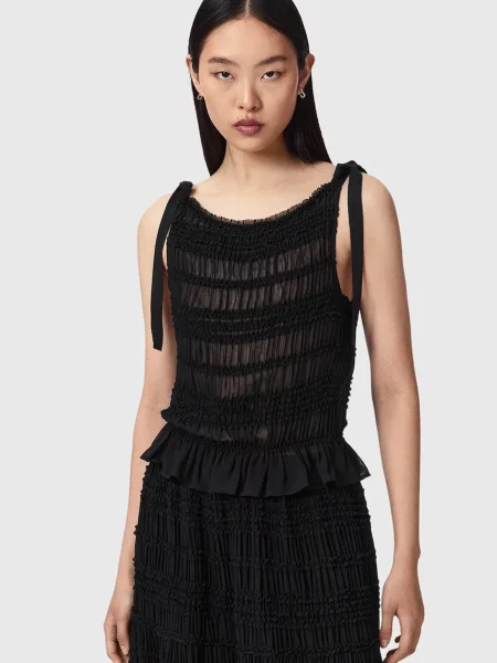 AllSaints bluză pentru femei din LOTUS negru