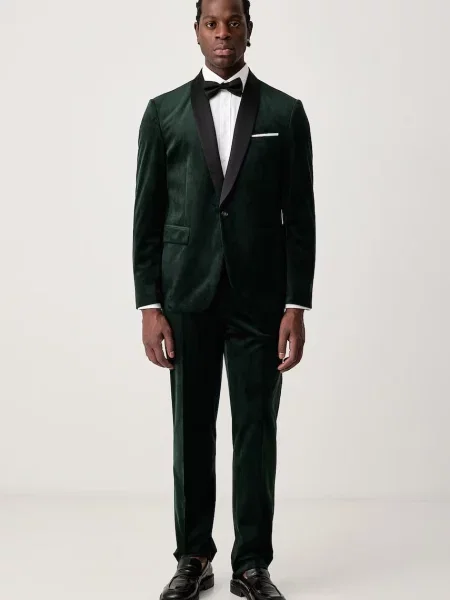 Lindbergh costum din două piese pentru bărbați din velur verde