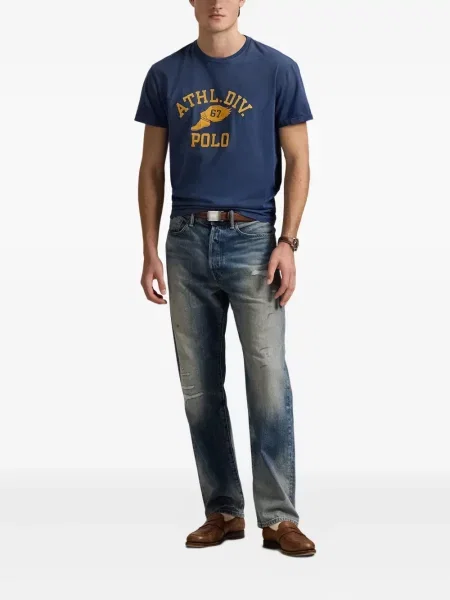 Велурена дълго тениска Polo Ralph Lauren с принт бяло