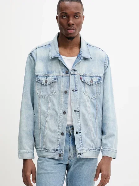 Дънково яке Levi's преходен модел с уголемена кройка черно