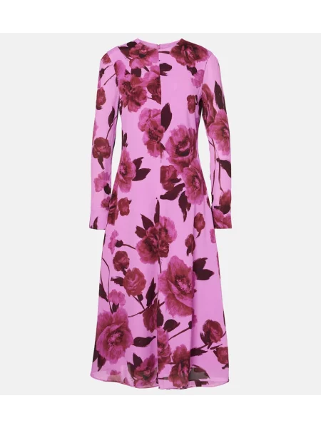 Rochie midi Erdem cu model floral până la genunchi de costum roz