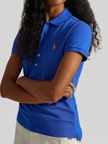 Koszulka polo o kroju slim fit z wyhaftowanym logo model ‘JULIE’ Ralph Lauren niebieska