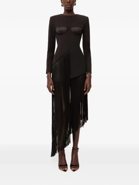 Rochie mini Nissa cu franjuri negru