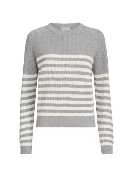 Pulover Brunello Cucinelli cu dungi gri