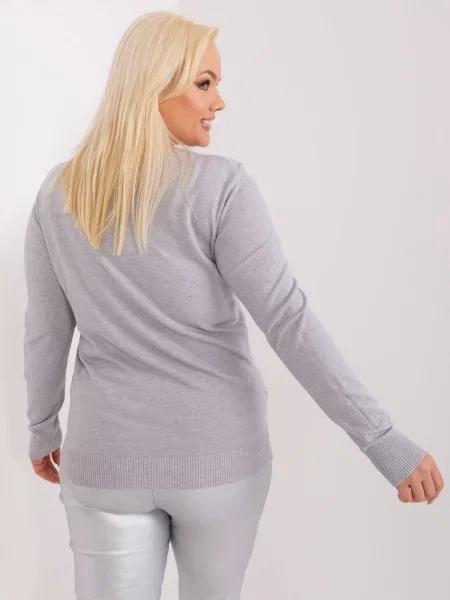 Pulover Fashionhunters cu mâneci lungi lung gri