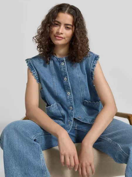 Kamizelka jeansowa z wpuszczanymi Jake*s Casual niebieska