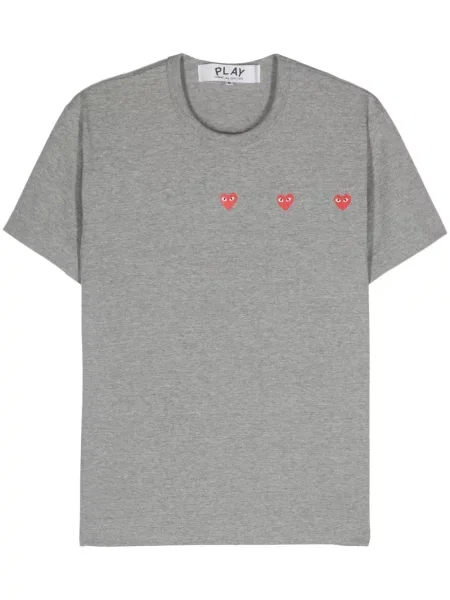Tricou Comme Des Garcons Play cu imagine cu motiv cu inimi gri