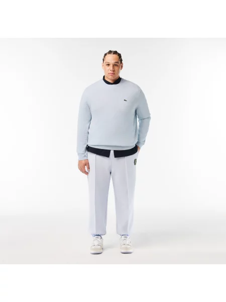 Lacoste Sweter Z Okrągłym Dekoltem Z Organicznej Bawełny niebieski