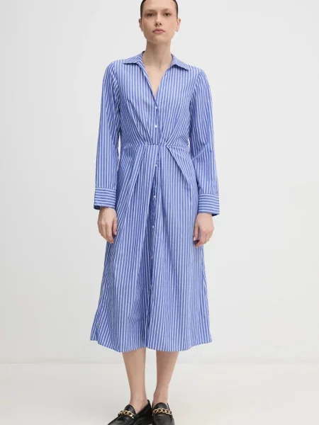 Haljina Tommy Hilfiger midi širi se prema dolje ljubičasta