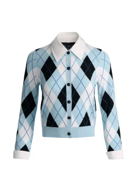Cardigan Alice + Olivia de lână cu model argyle albastru