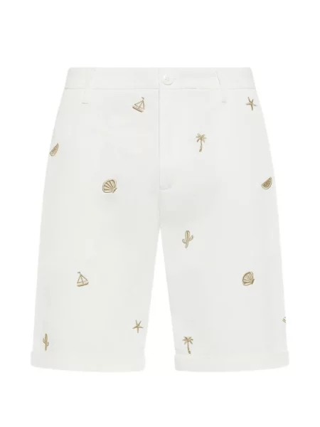 Pantaloni scurți Sun68 cu broderie alb