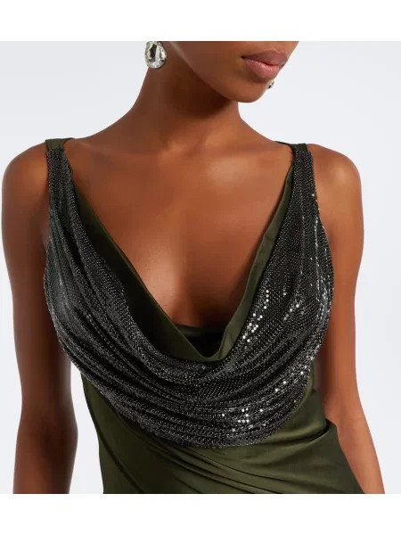 Rochie Rabanne din satin verde