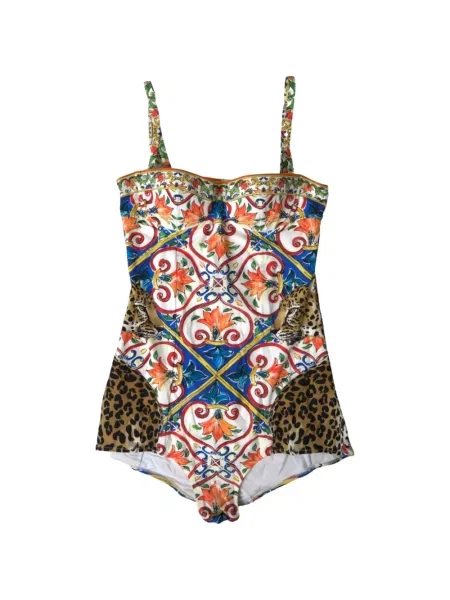 Raštuotas maudymosi kostiumėlis Dolce & Gabbana leopardinis balta