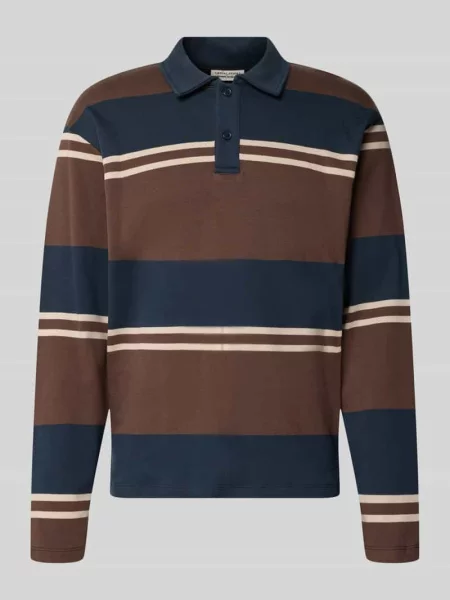 Koszulka polo z czystej bawełny z kołnierzykiem polo model ASMUS' Casual Friday granatowa