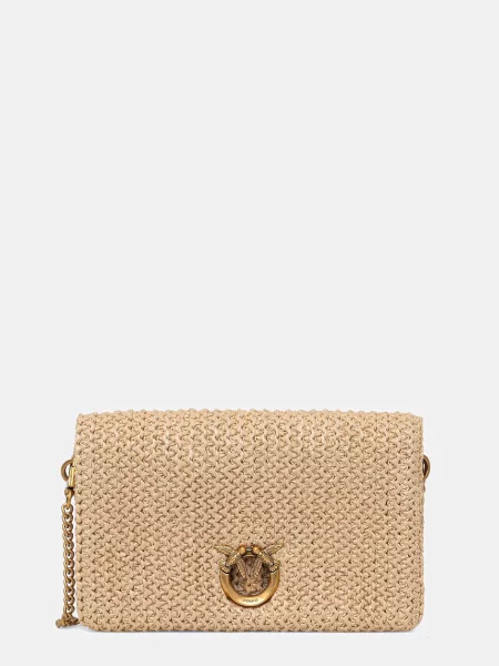 Rucsac Pinko din piele plic bej