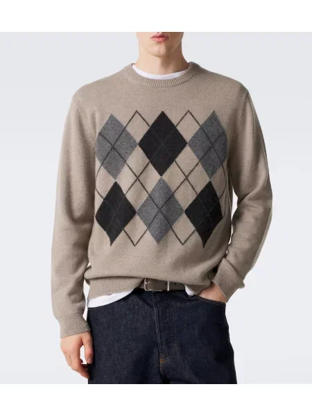 Pulover Arch4 din cașmir cu model argyle bej