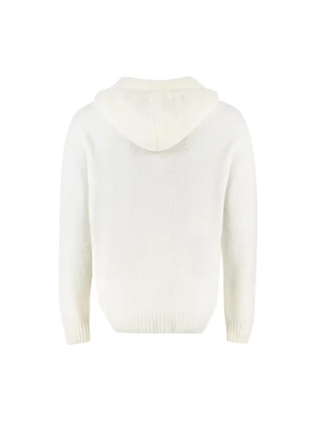Sweter The (alphabet) wełniany z kapturem beżowy