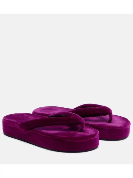 Chiloți tanga Balenciaga de catifea cu platformă violet