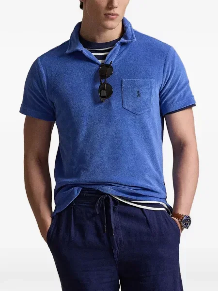 Curea Polo Ralph Lauren cu broderie din fleece cu șireturi albastru